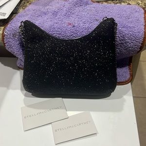 New with tags - Black Falabella Mini Zip Shoulder Bag Glitter